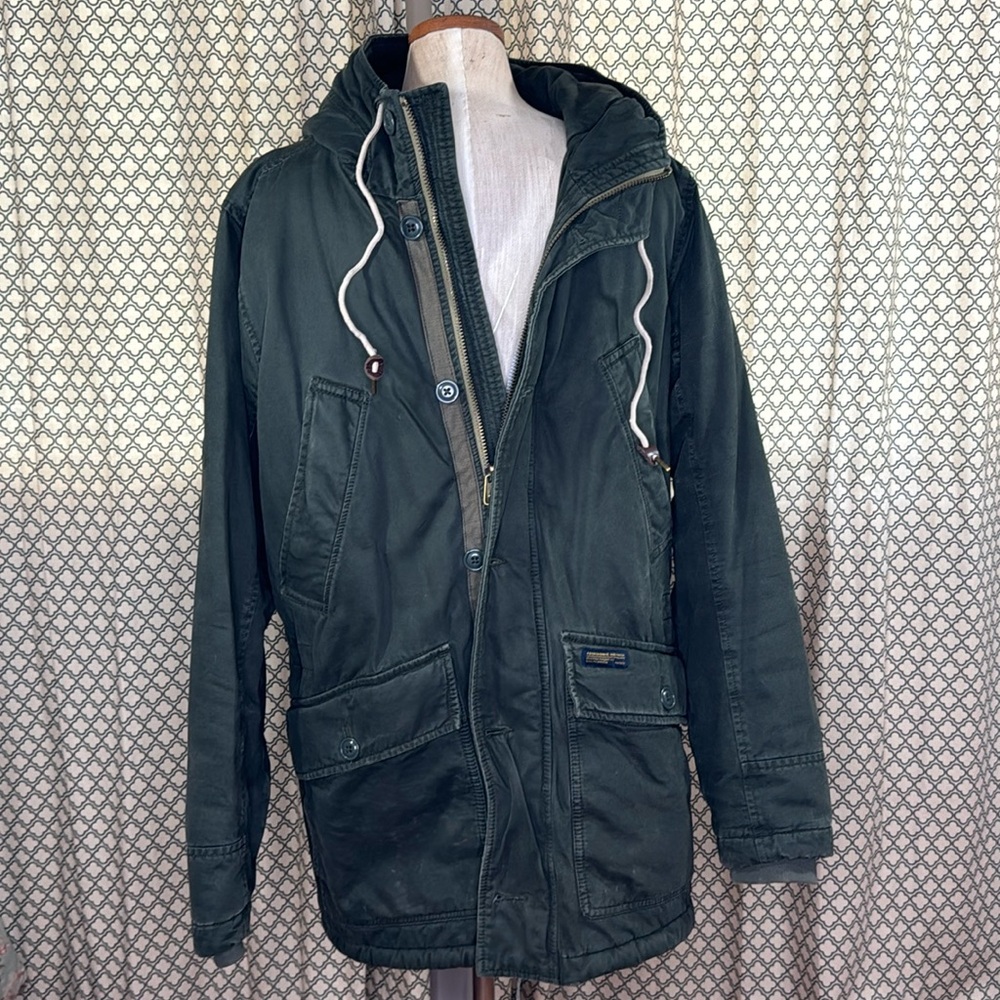 ABERCROMBIE & FITCH Hooded Military Green Coat Jacket
